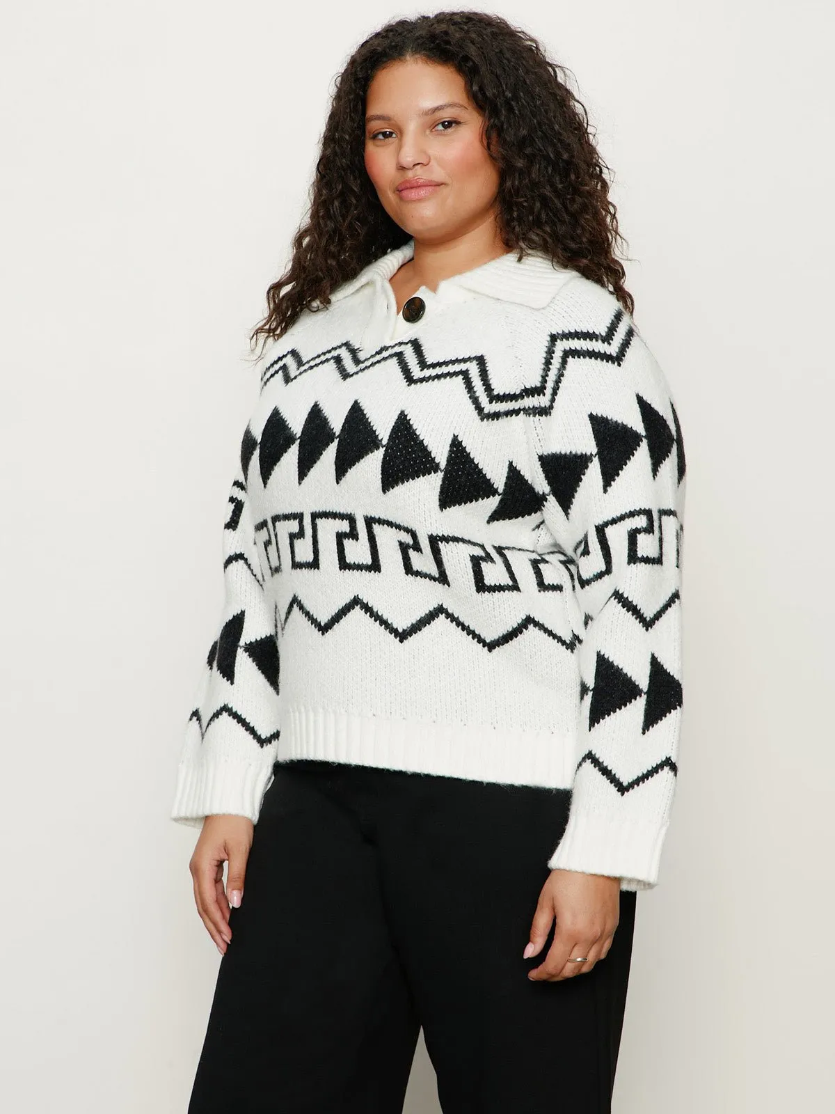 Below Zero Fairisle Popover Chalk And Black Fairisle Extended Sizing sold by Sanctuary product image thumbnail 3