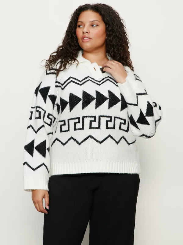 Below Zero Fairisle Popover Chalk And Black Fairisle Extended Sizing made by Sanctuary
