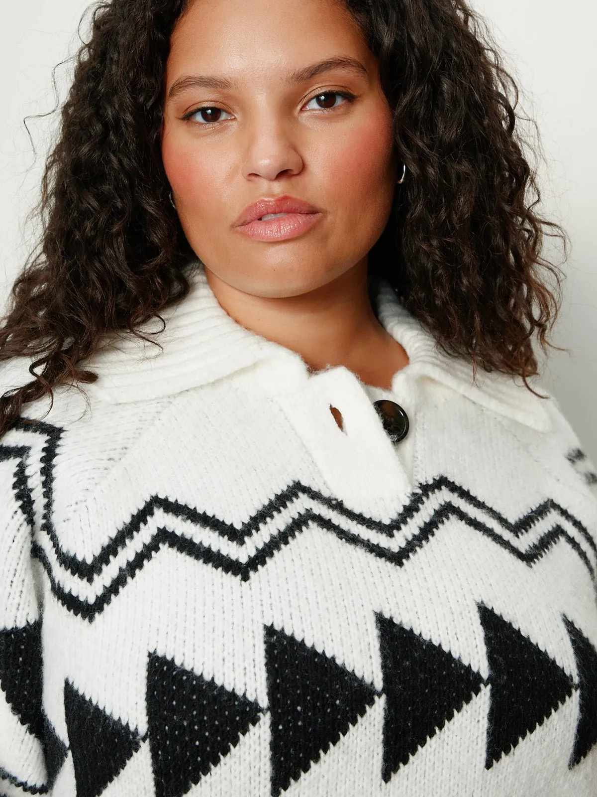 Below Zero Fairisle Popover Chalk And Black Fairisle Extended Sizing sold by Sanctuary product image thumbnail 5