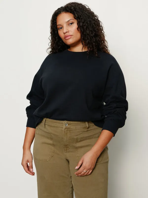 Shirred Sleeve Sweatshirt Black Extended Sizing sold by Sanctuary