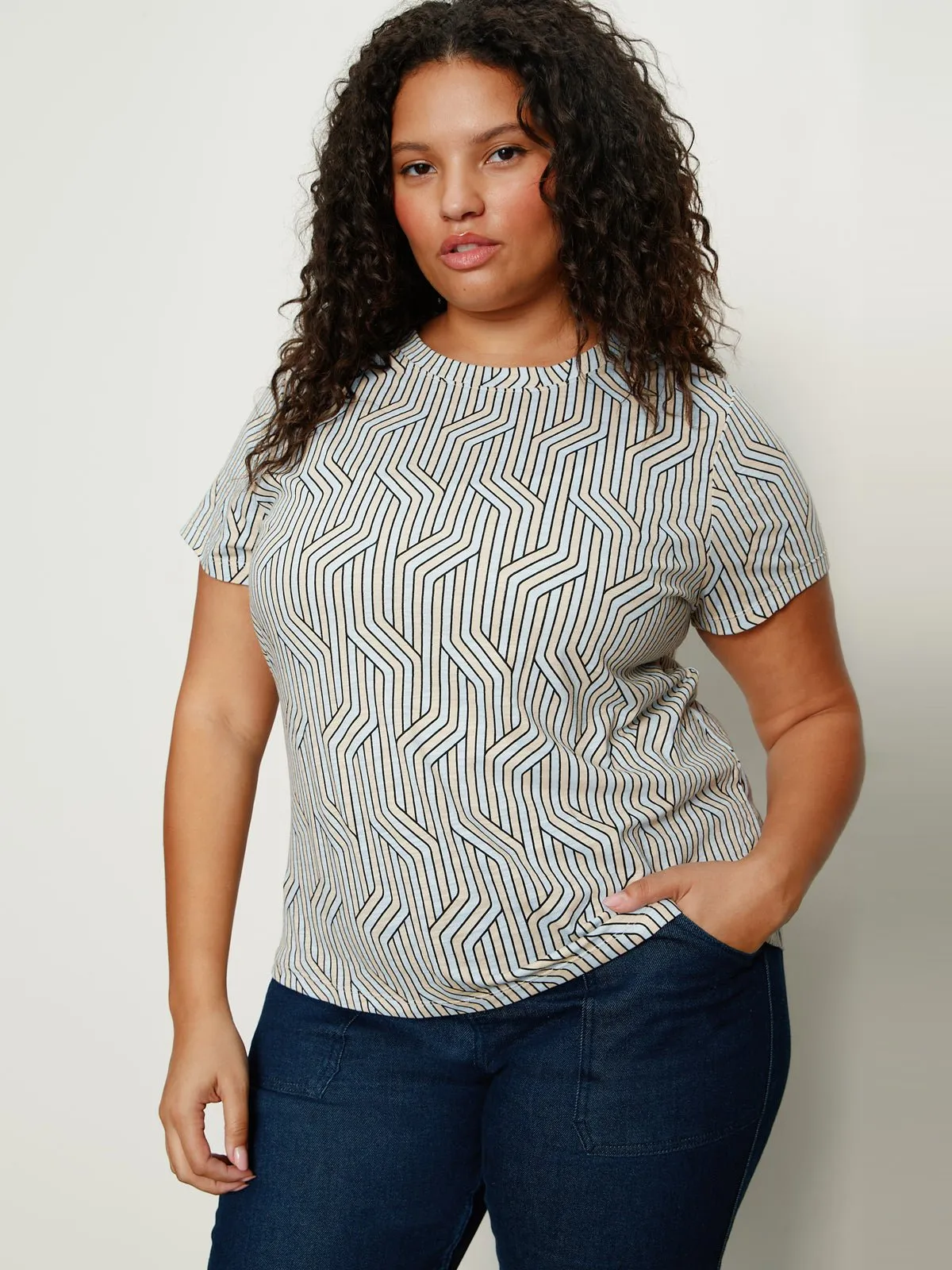 The Perfect Tee Arctic Wave Extended Sizing sold by Sanctuary