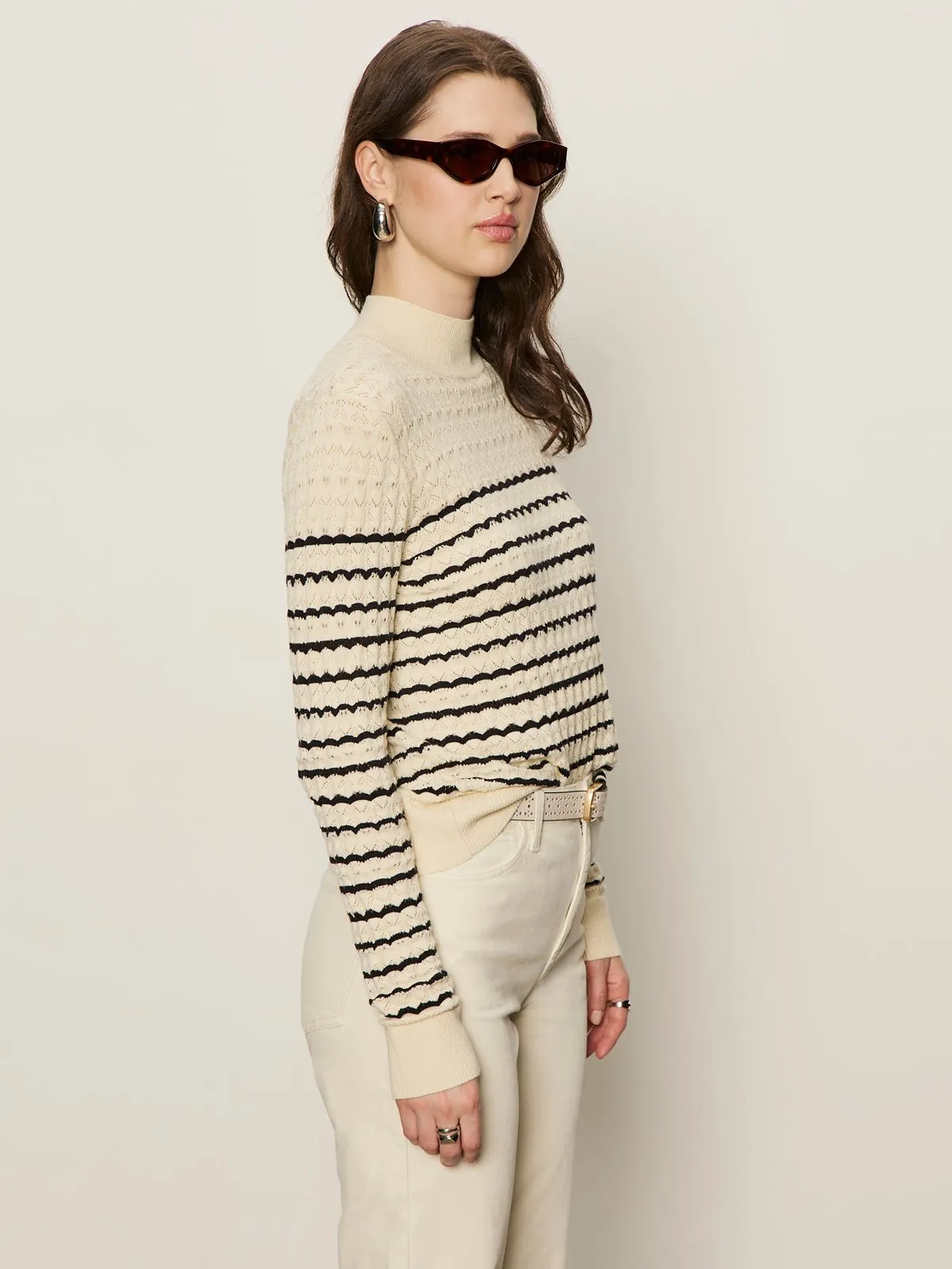 Forever Striped Mock Neck Vanilla Creme With Black Stripe sold by Sanctuary product image thumbnail 3