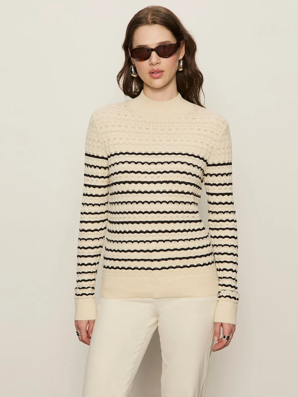 Forever Striped Mock Neck Vanilla Creme With Black Stripe sold by Sanctuary product image thumbnail 2