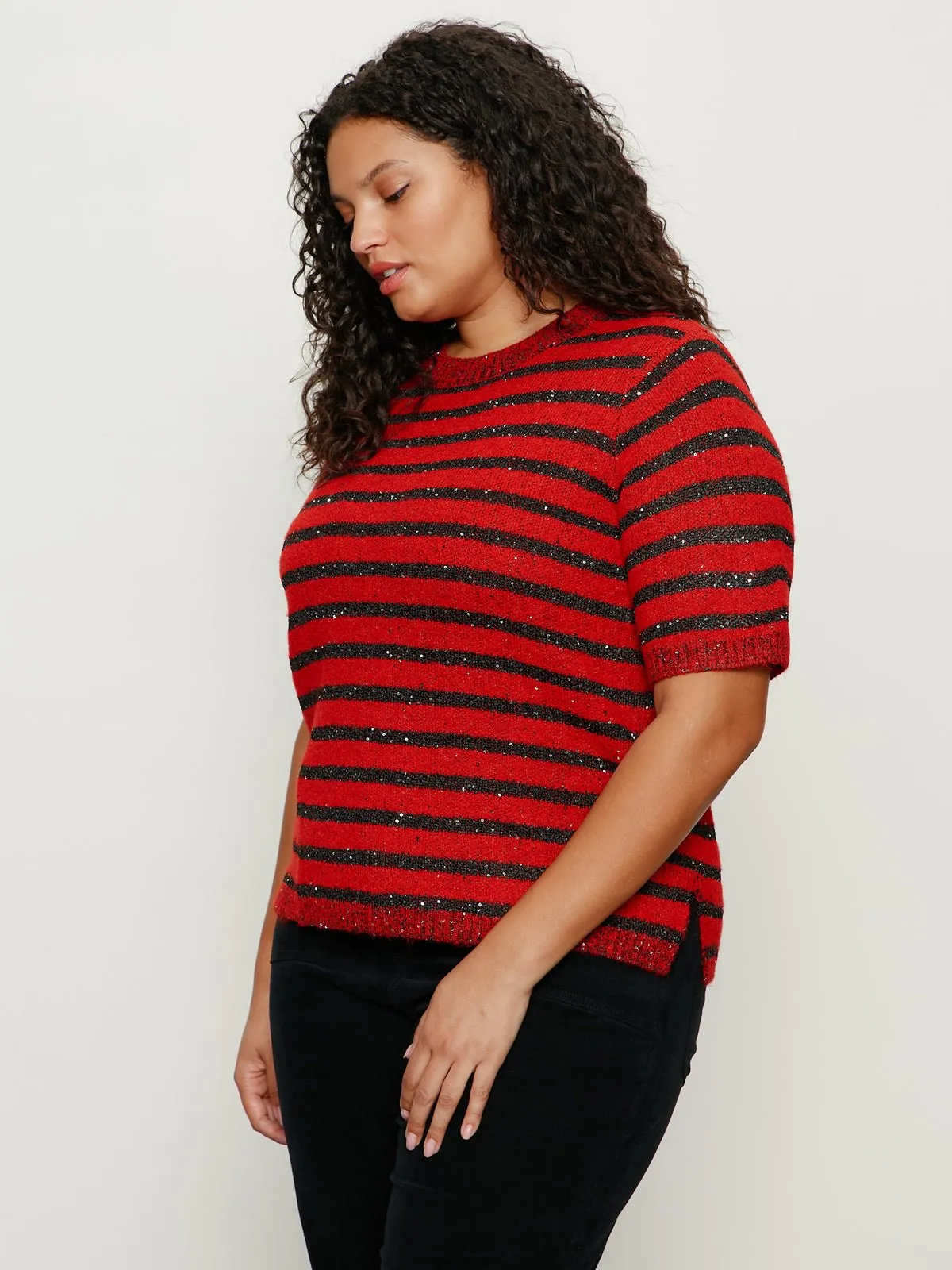 Short Sleeve Shine Sweater Tee Cherry Lacquer Shine Extended Sizing sold by Sanctuary product image thumbnail 3