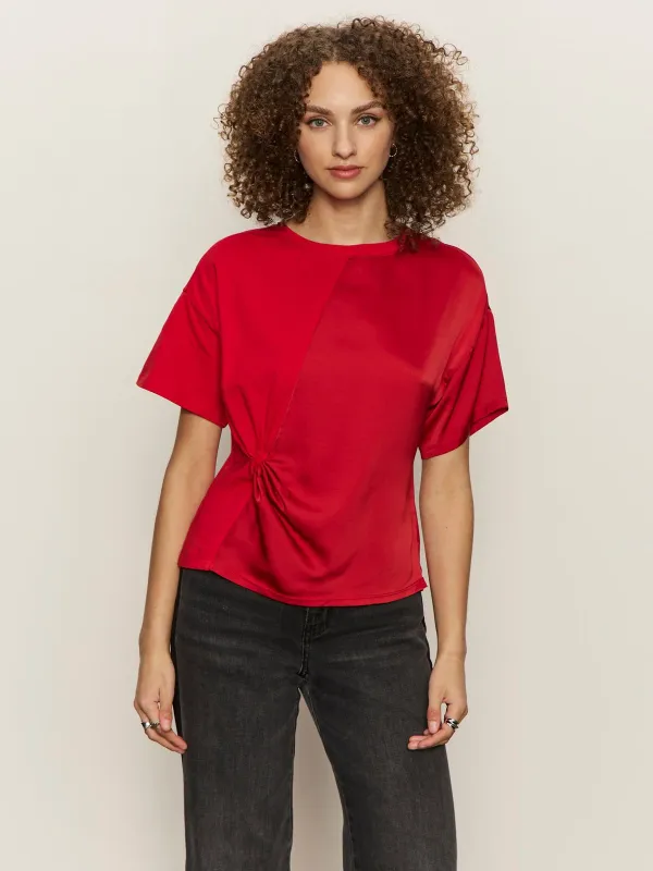 Satin Mix Tee Cherry Lacquer sold by Sanctuary