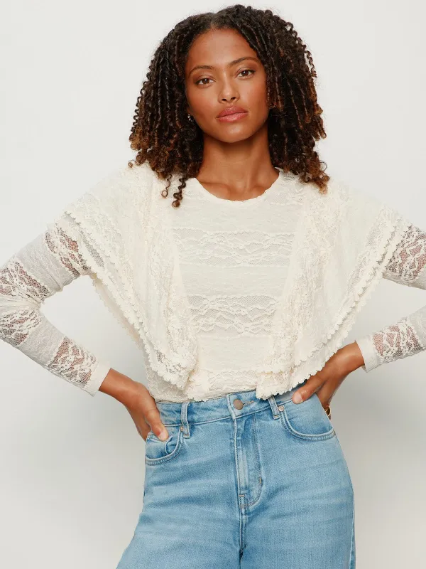 Ruffle Lace Tee Vintage Ivory made by Sanctuary