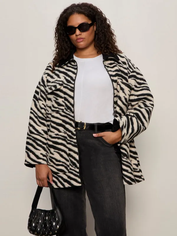 Soiree Barn Jacket Striking Zebra Extended Sizing sold by Sanctuary