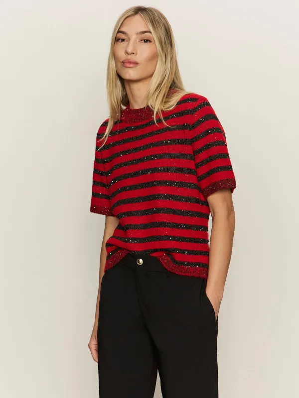 Short Sleeve Shine Sweater Tee Cherry Lacquer Shine made by Sanctuary