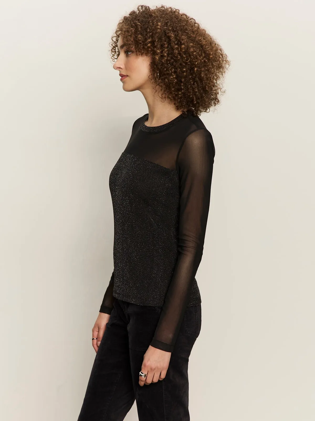 Sparkle Mesh Crew Tee Black sold by Sanctuary product image thumbnail 3