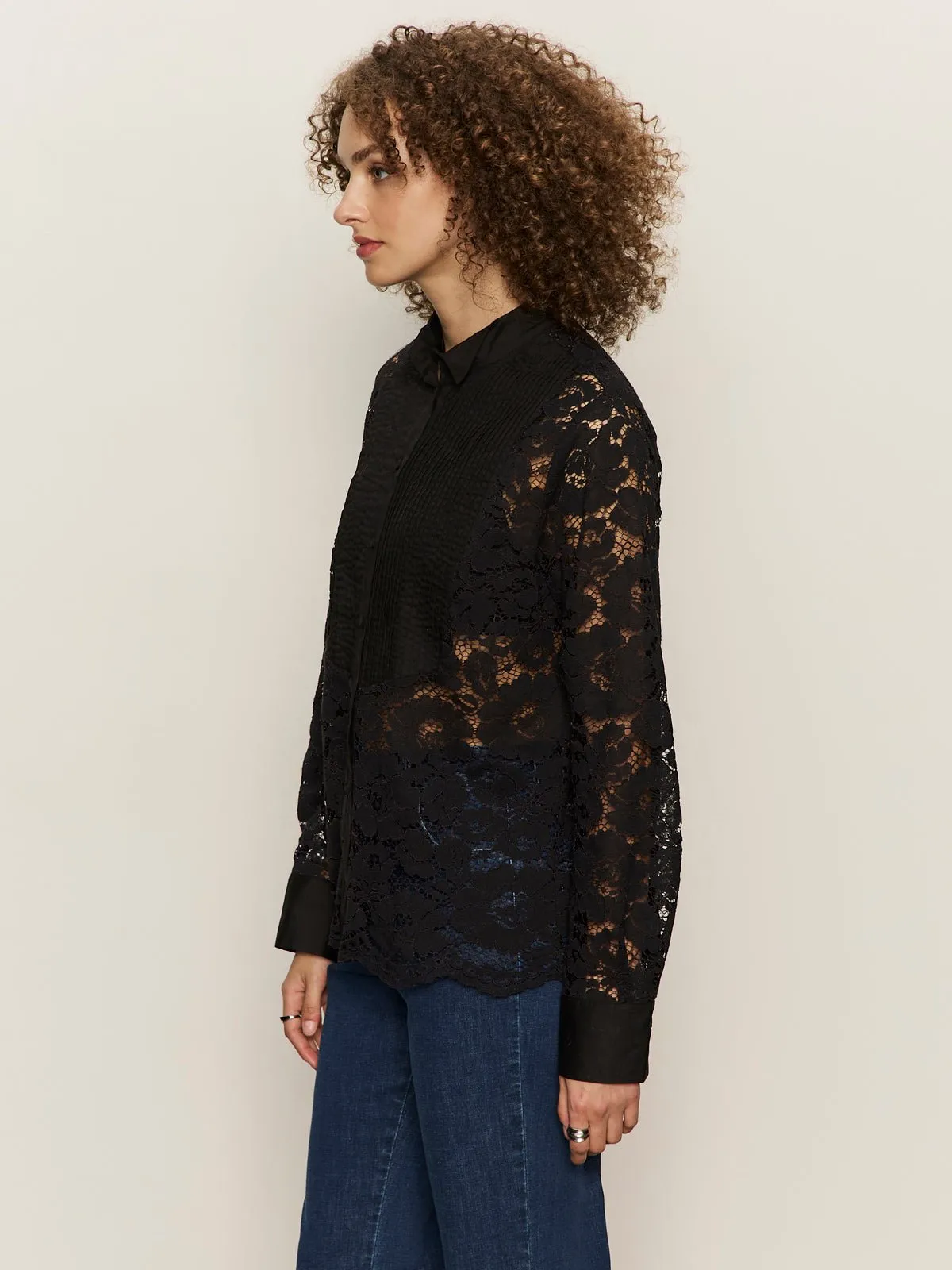 Serendipity Lace Tuxedo Shirt Black sold by Sanctuary product image thumbnail 3