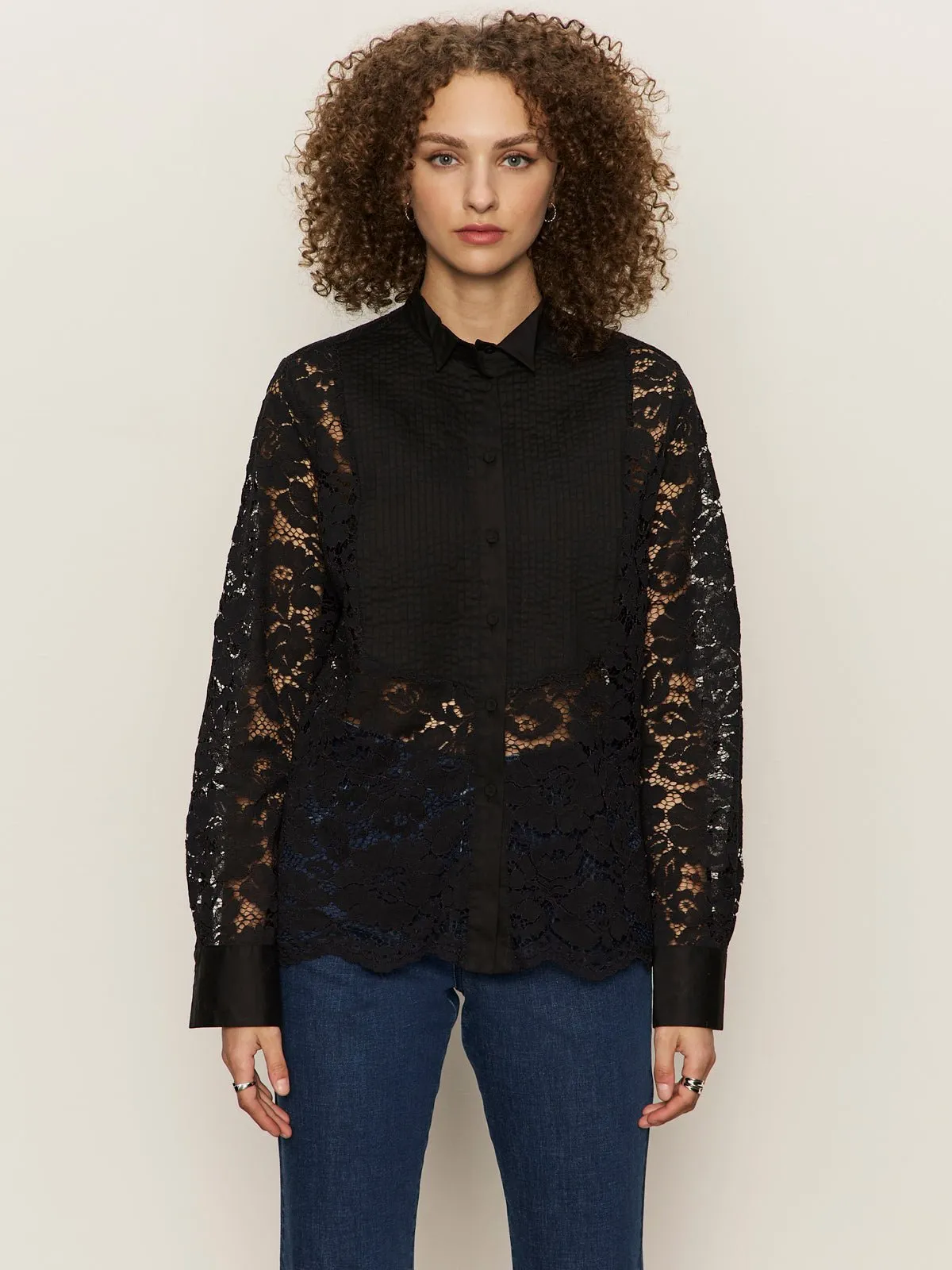 Serendipity Lace Tuxedo Shirt Black sold by Sanctuary product image thumbnail 2