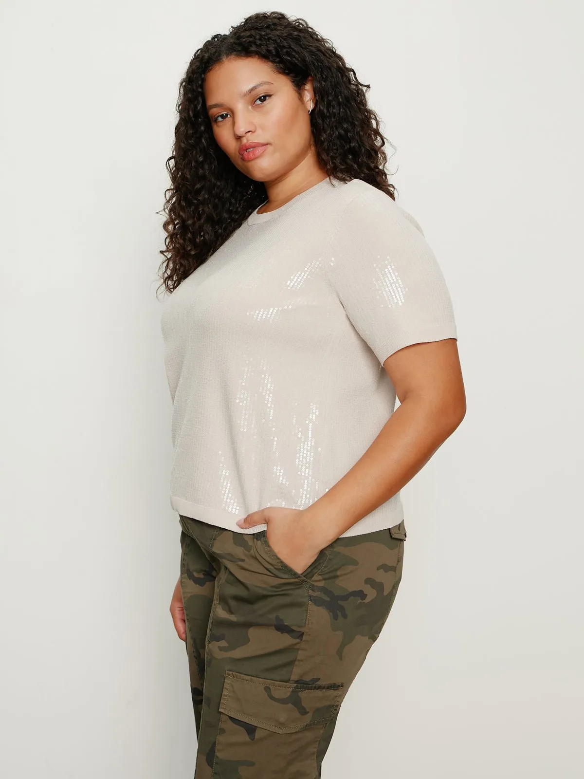 Sparkle Sequin Sweater Mother Of Pearl Extended Sizing sold by Sanctuary product image thumbnail 3