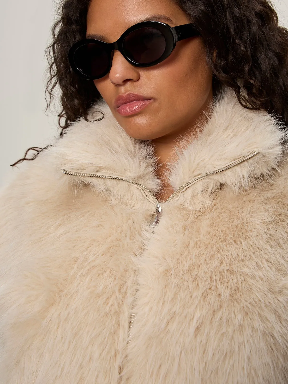 Silky Fur Vest Almond Cream Extended Sizing sold by Sanctuary