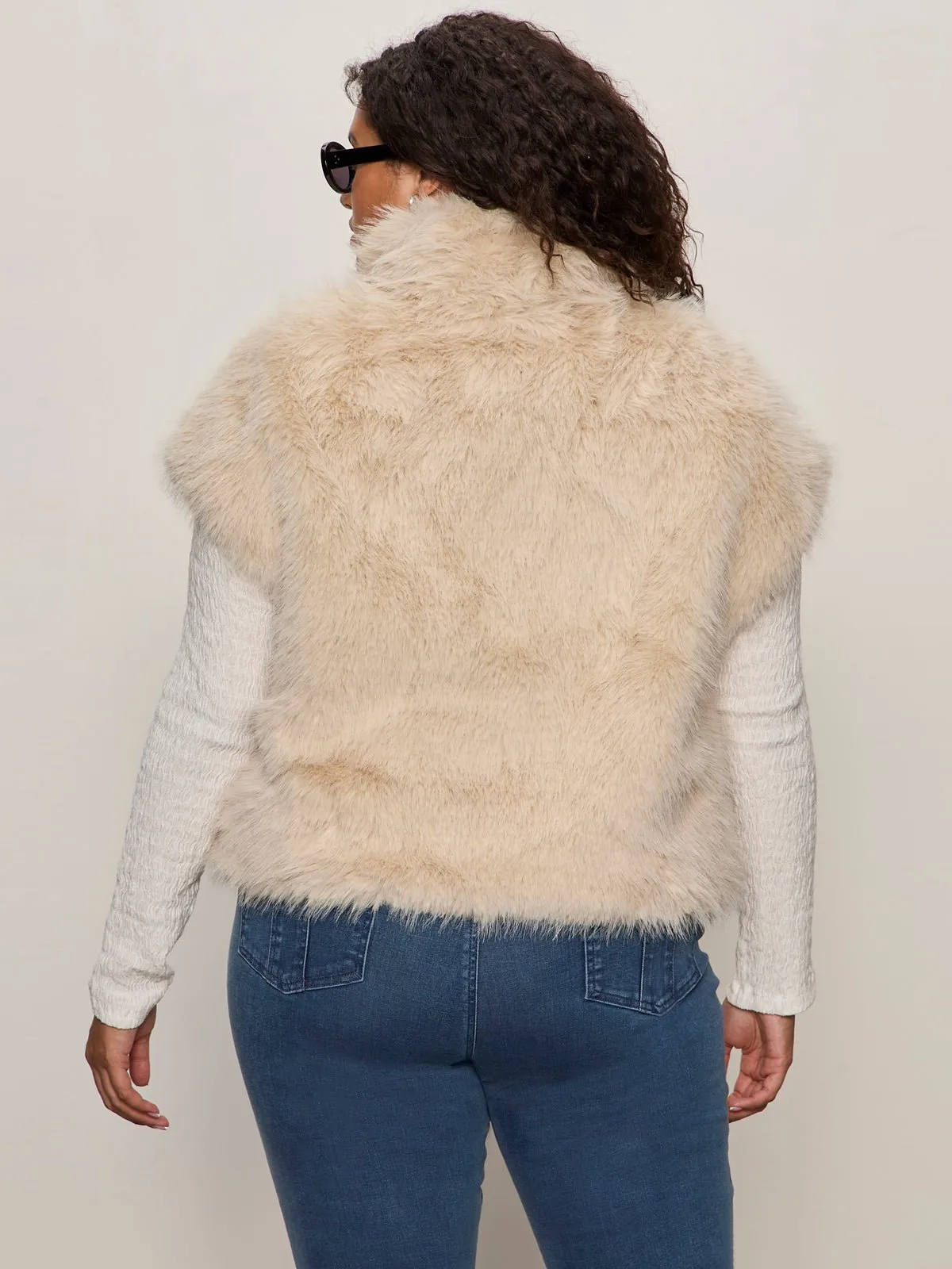 Silky Fur Vest Almond Cream Extended Sizing sold by Sanctuary product image thumbnail 4
