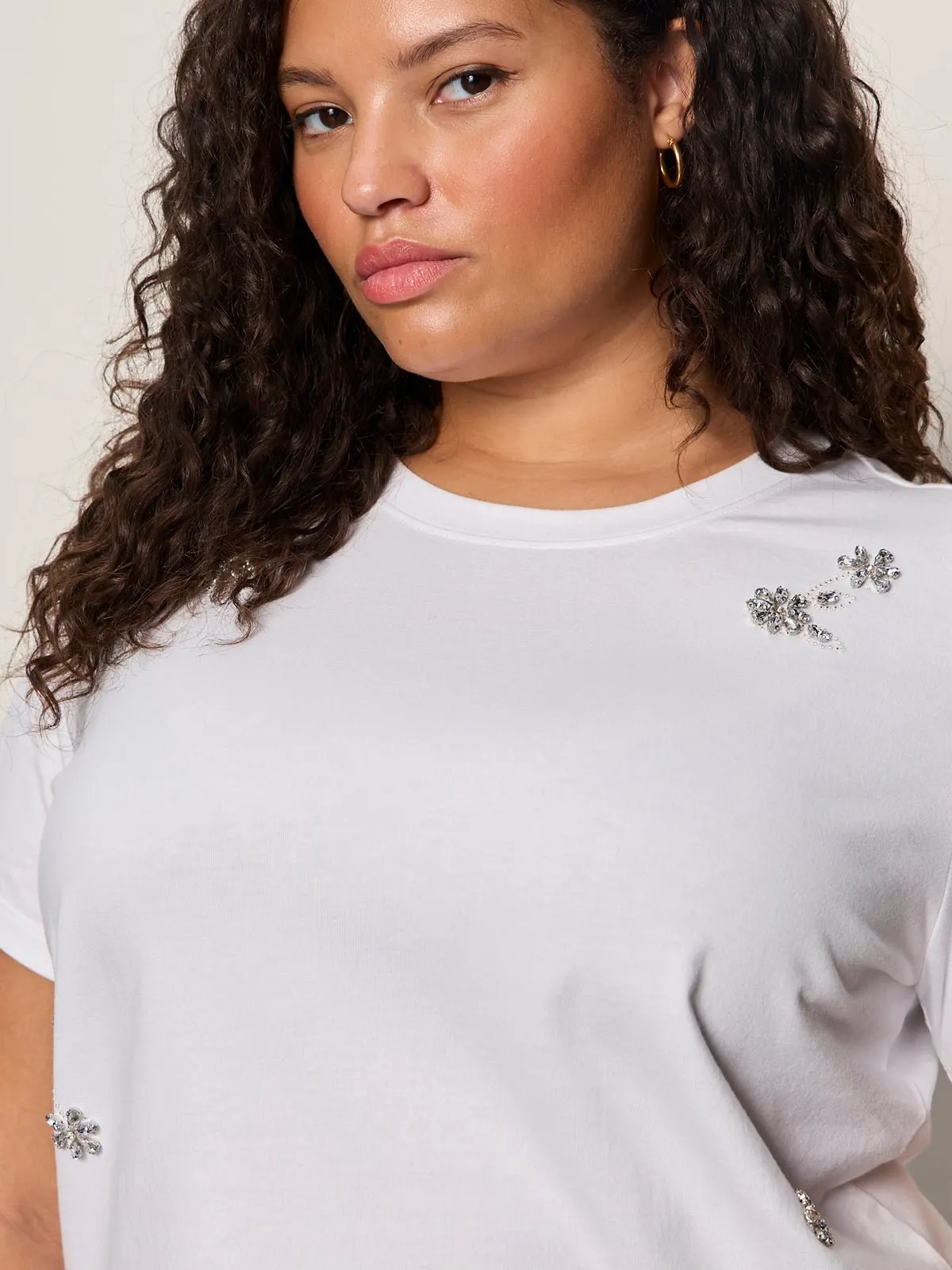 Embellished Tee White Extended Sizing sold by Sanctuary
