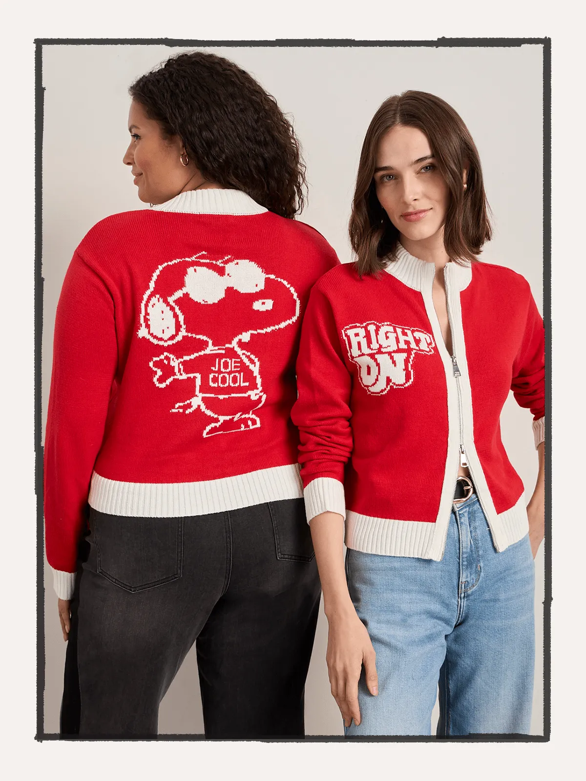 Sanctuary x PEANUTS 75th Anniversary Joe Cool Zip Up Sweater sold by Sanctuary