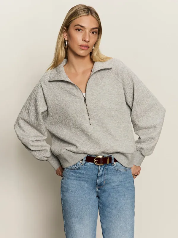 Textured Zip Up Popover Heather Grey made by Sanctuary