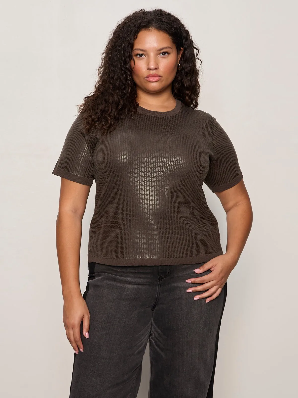 Sparkle Sequin Sweater Ink Extended Sizing sold by Sanctuary product image thumbnail 2
