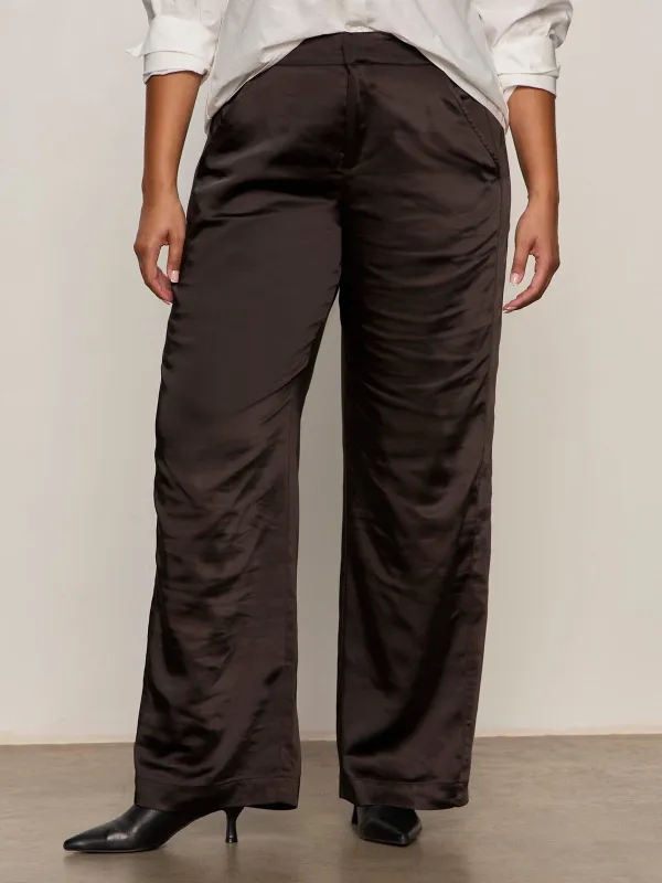 Modern Satin Trouser Black Extended Sizing sold by Sanctuary