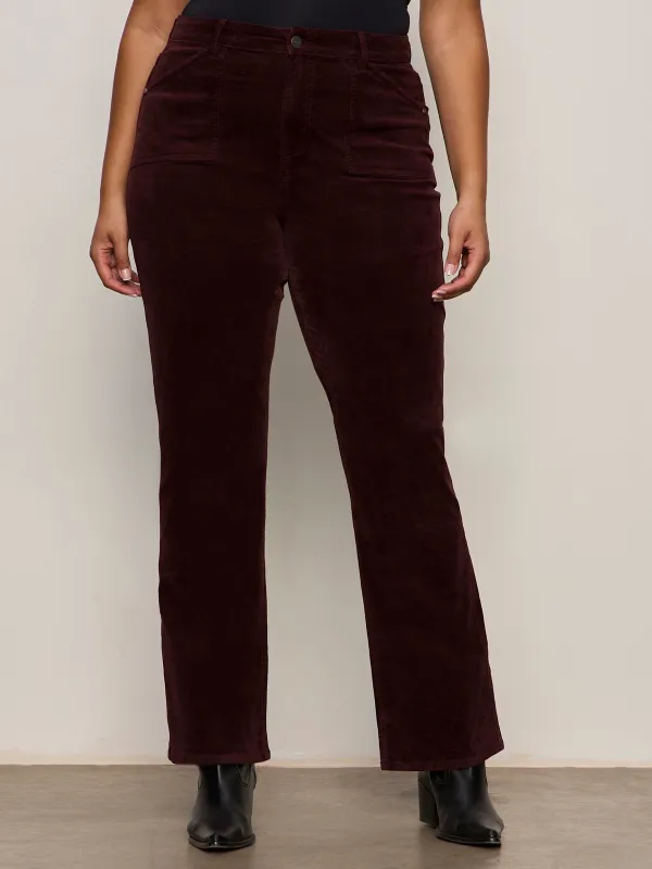 Velveteen Brook Bootcut Pant Dark Crimson Extended Sizing sold by Sanctuary