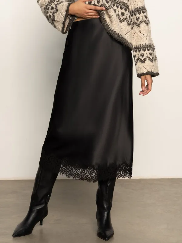 Slip Skirt With Lace Black sold by Sanctuary