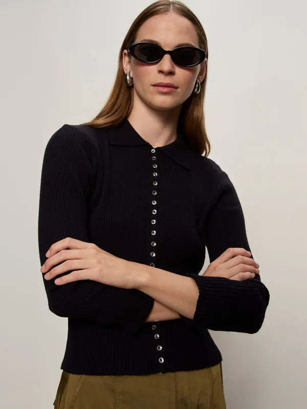 Button Down Variegated Cardi Black sold by Sanctuary