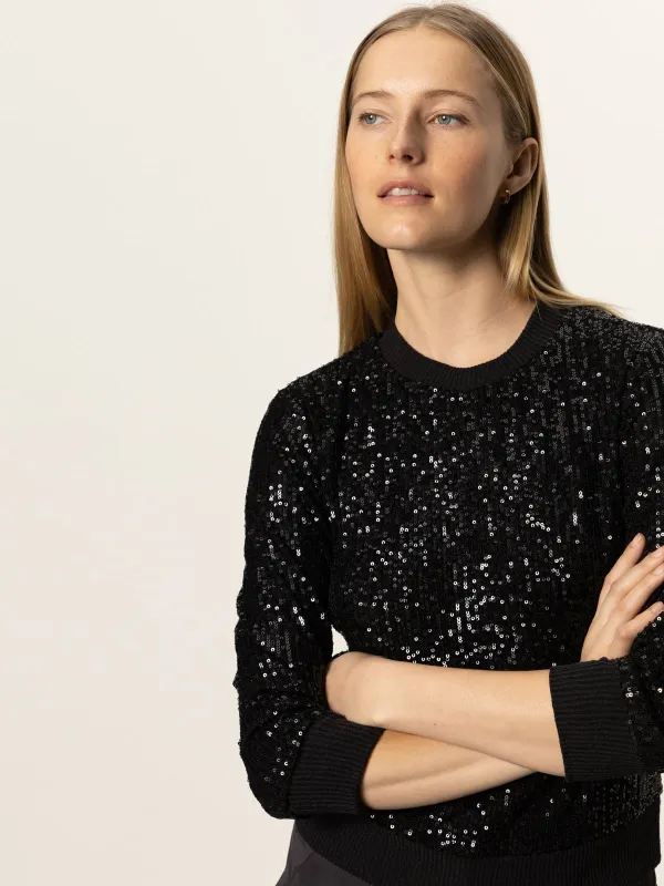 Relaxed Sparkle 3/4 Sleeve Popover Black sold by Sanctuary