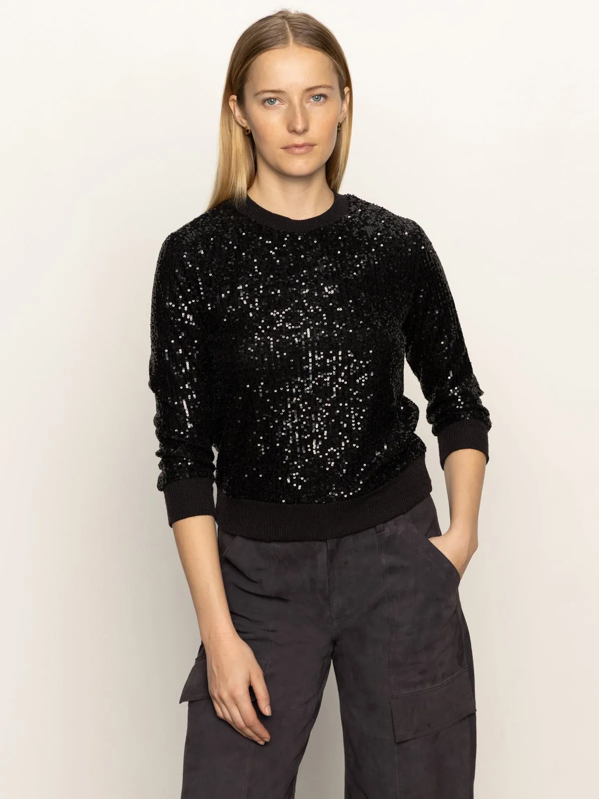 Relaxed Sparkle 3/4 Sleeve Popover Black sold by Sanctuary product image thumbnail 3