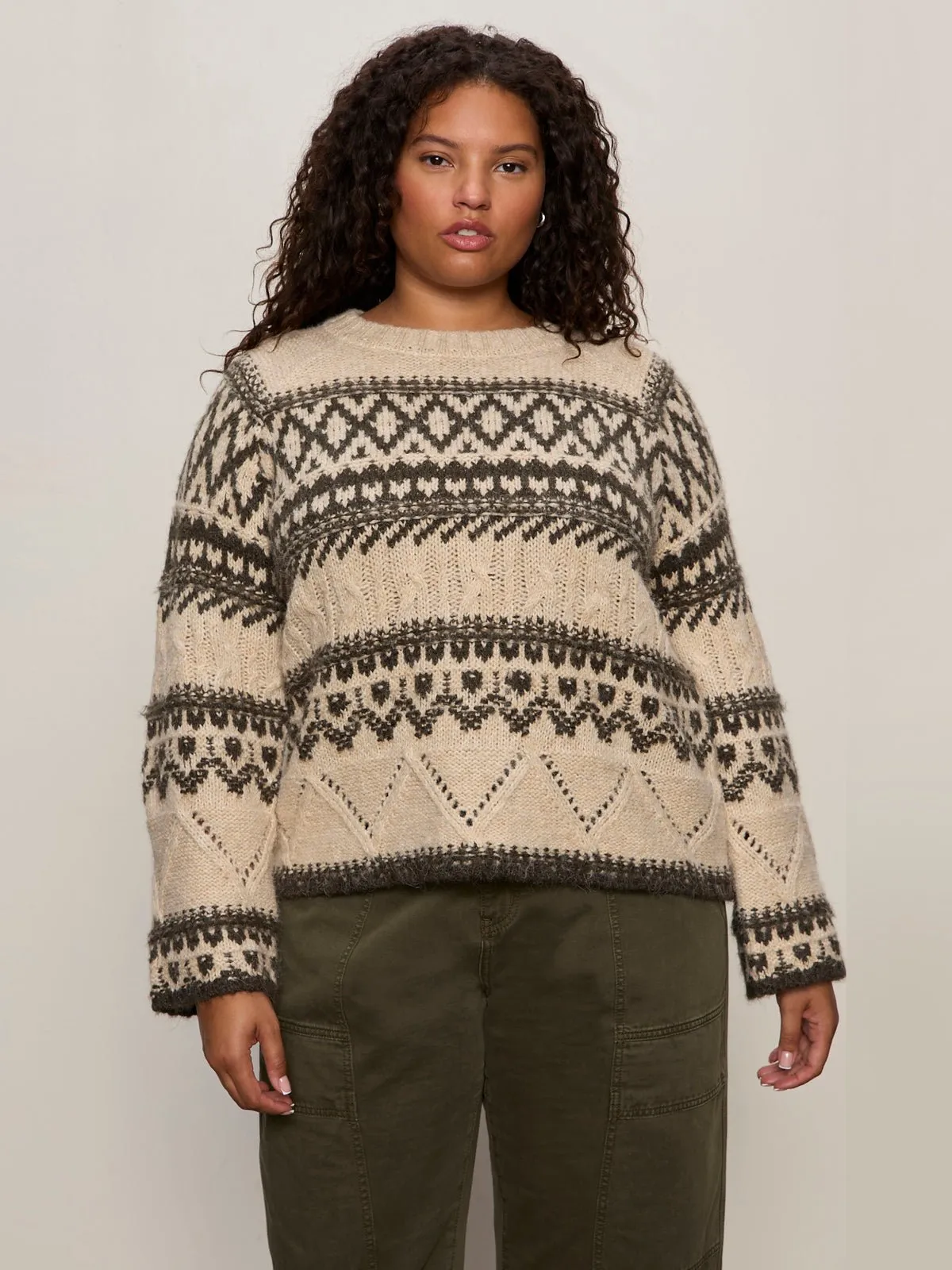 Fairisle Sweater Light Oat Multi Extended Sizing sold by Sanctuary product image thumbnail 2