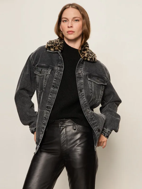 Boyfriend Trucker Jacket Washed Black Denim sold by Sanctuary