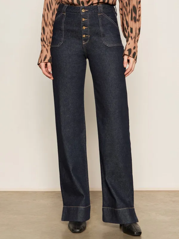 Ekara Slim Wide Jean Indigo Dark Rinse Wash sold by Sanctuary