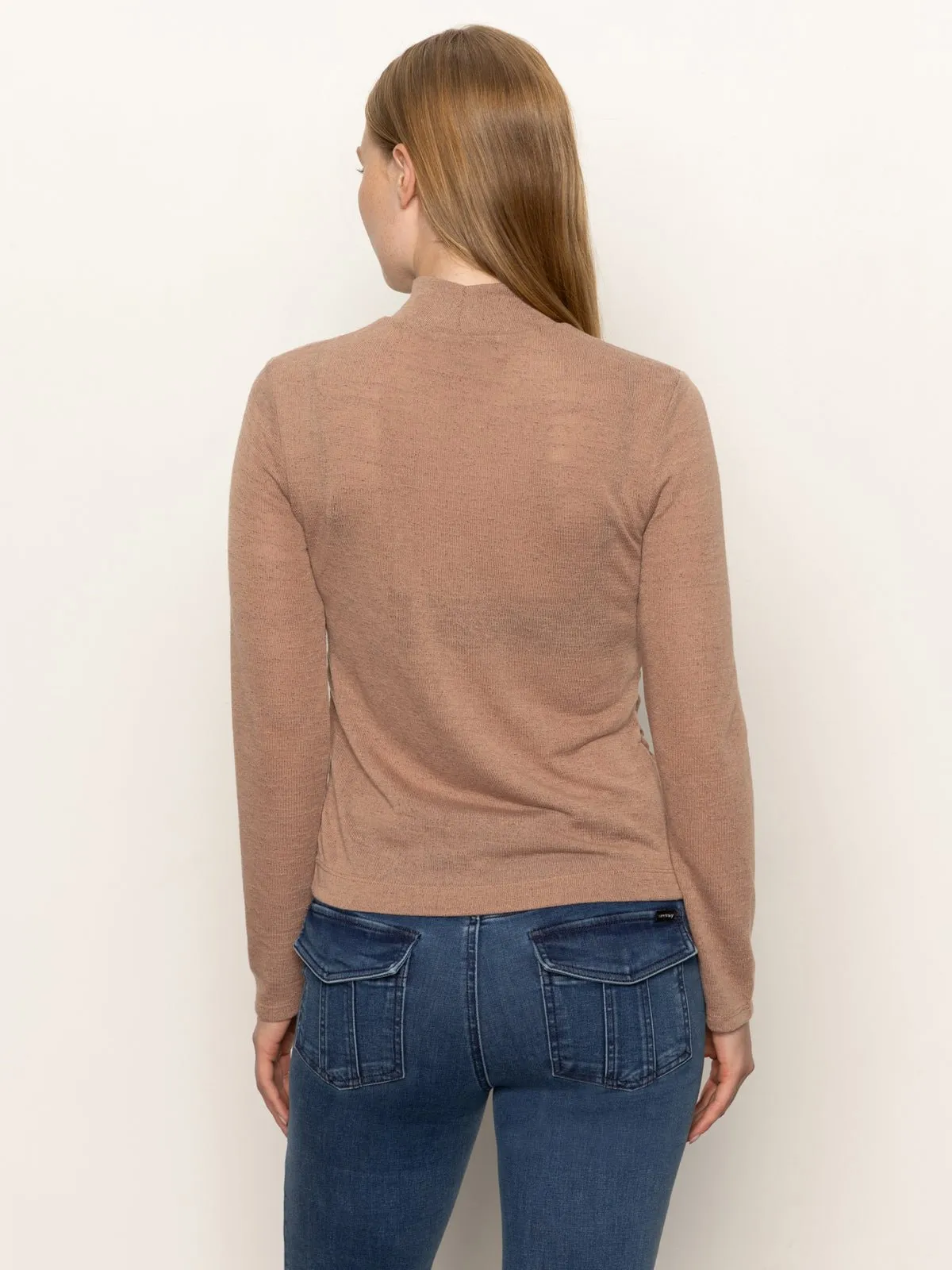 Long Sleeve Draped Mock Neck Top Mocha sold by Sanctuary product image thumbnail 4