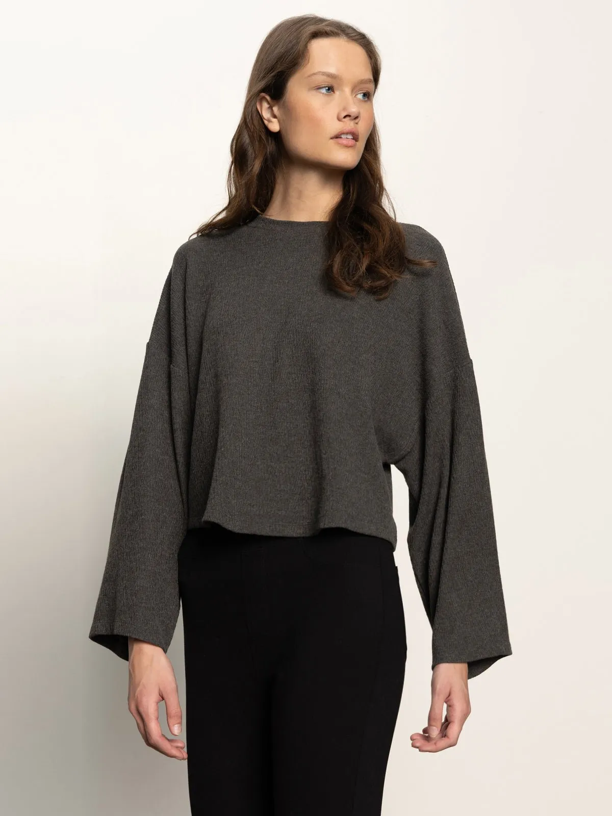 Hearthside Popover Top Heather Ink sold by Sanctuary