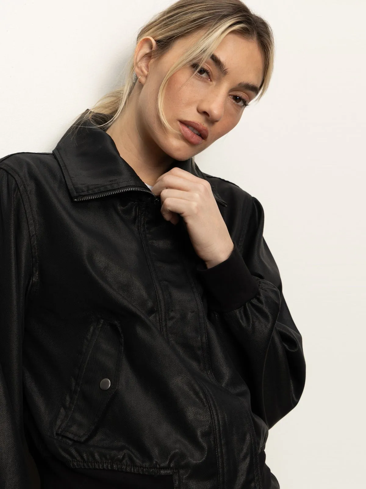 Coated Twill Bomber Jacket Black sold by Sanctuary product image thumbnail 5