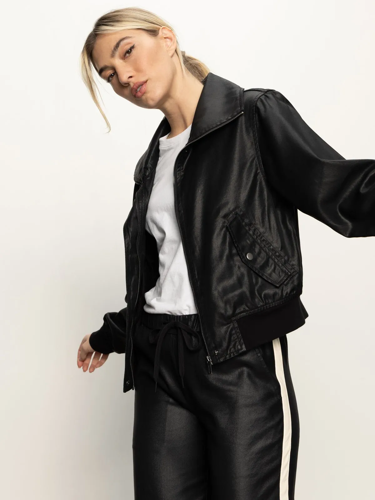 Coated Twill Bomber Jacket Black sold by Sanctuary product image thumbnail 3