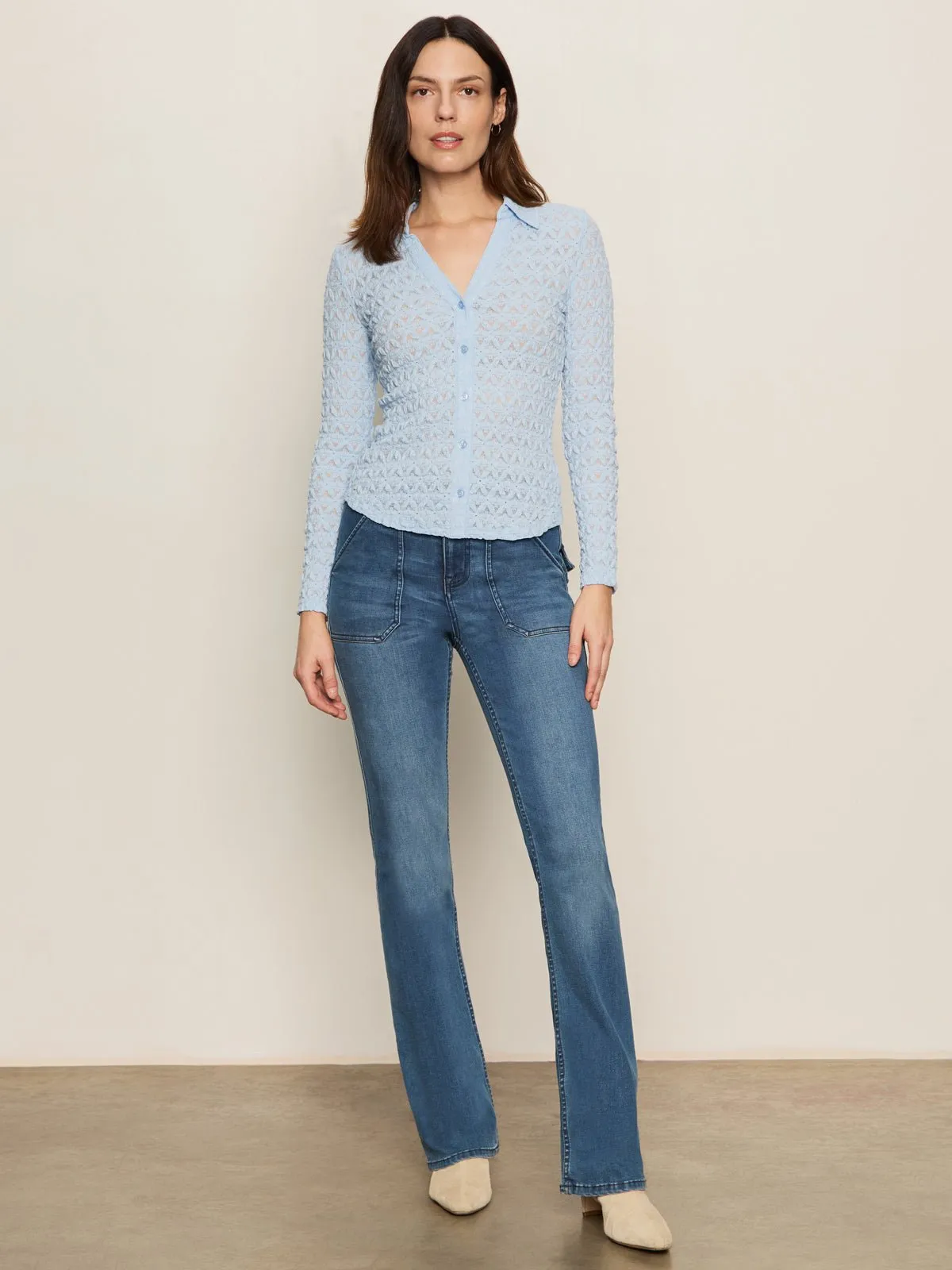 Dreamgirl Lace Button Up Top Blue Powder sold by Sanctuary product image thumbnail 5