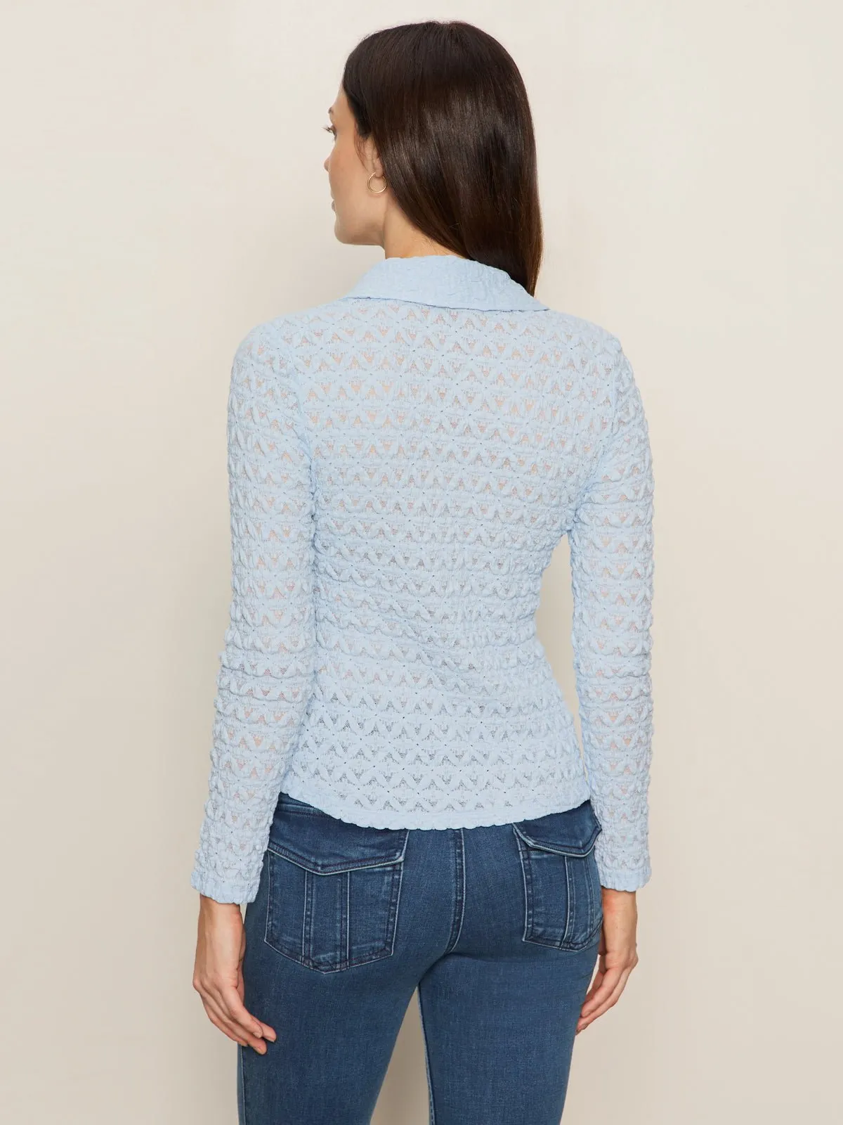 Dreamgirl Lace Button Up Top Blue Powder sold by Sanctuary product image thumbnail 3