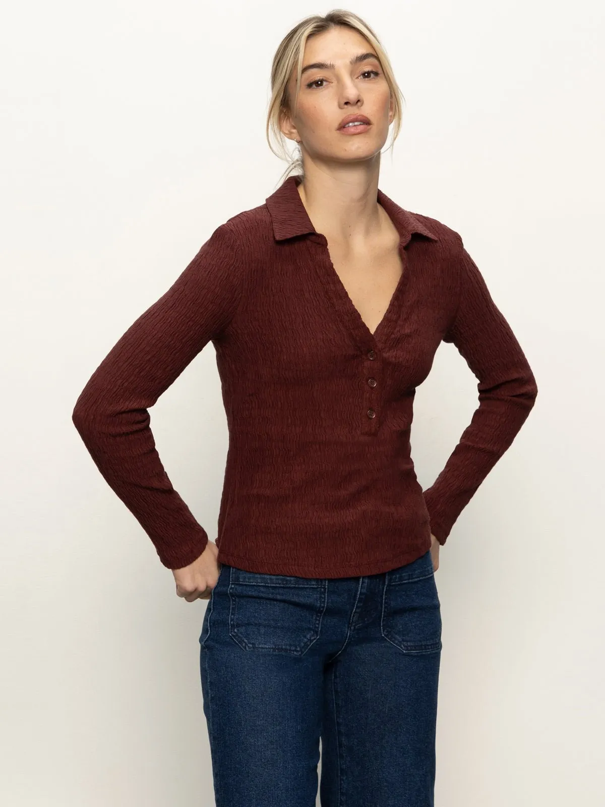 Long Sleeve Textured Top Chicory sold by Sanctuary product image thumbnail 2