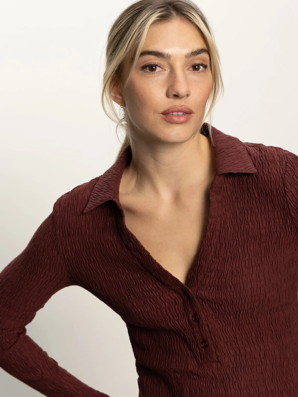 Long Sleeve Textured Top Chicory sold by Sanctuary product image thumbnail 5