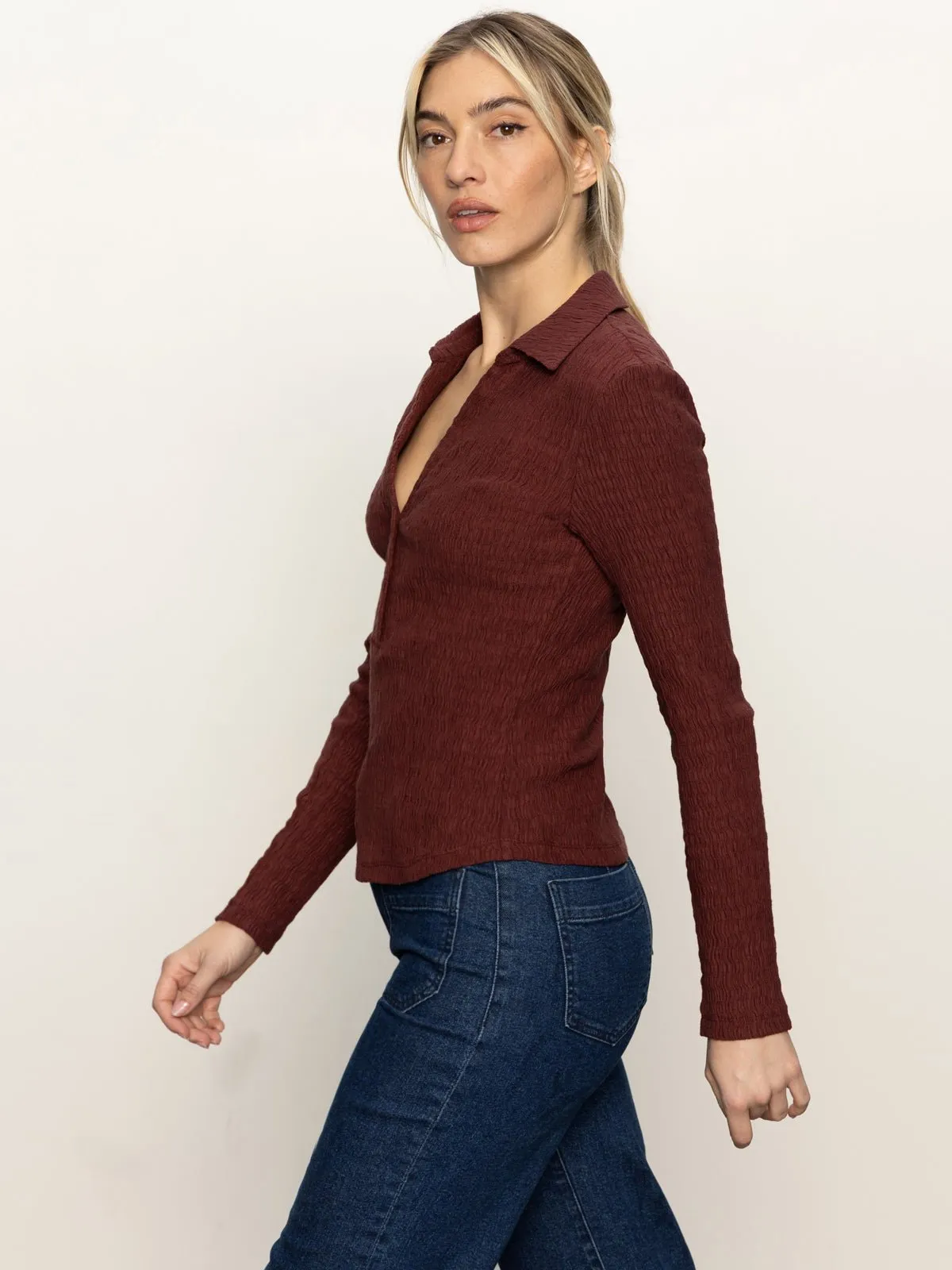 Long Sleeve Textured Top Chicory sold by Sanctuary product image thumbnail 3