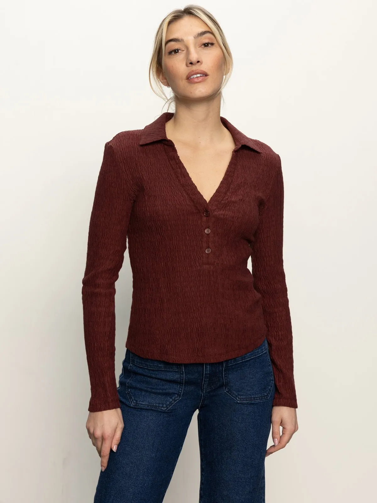 Long Sleeve Textured Top Chicory sold by Sanctuary