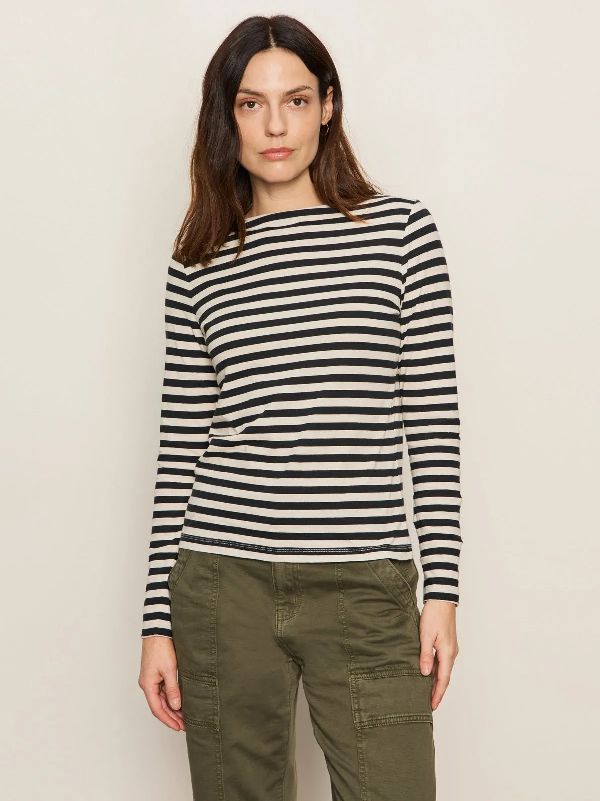 Boatneck Long Sleeve Tee Light Oat/Black Stripe sold by Sanctuary product image thumbnail 4