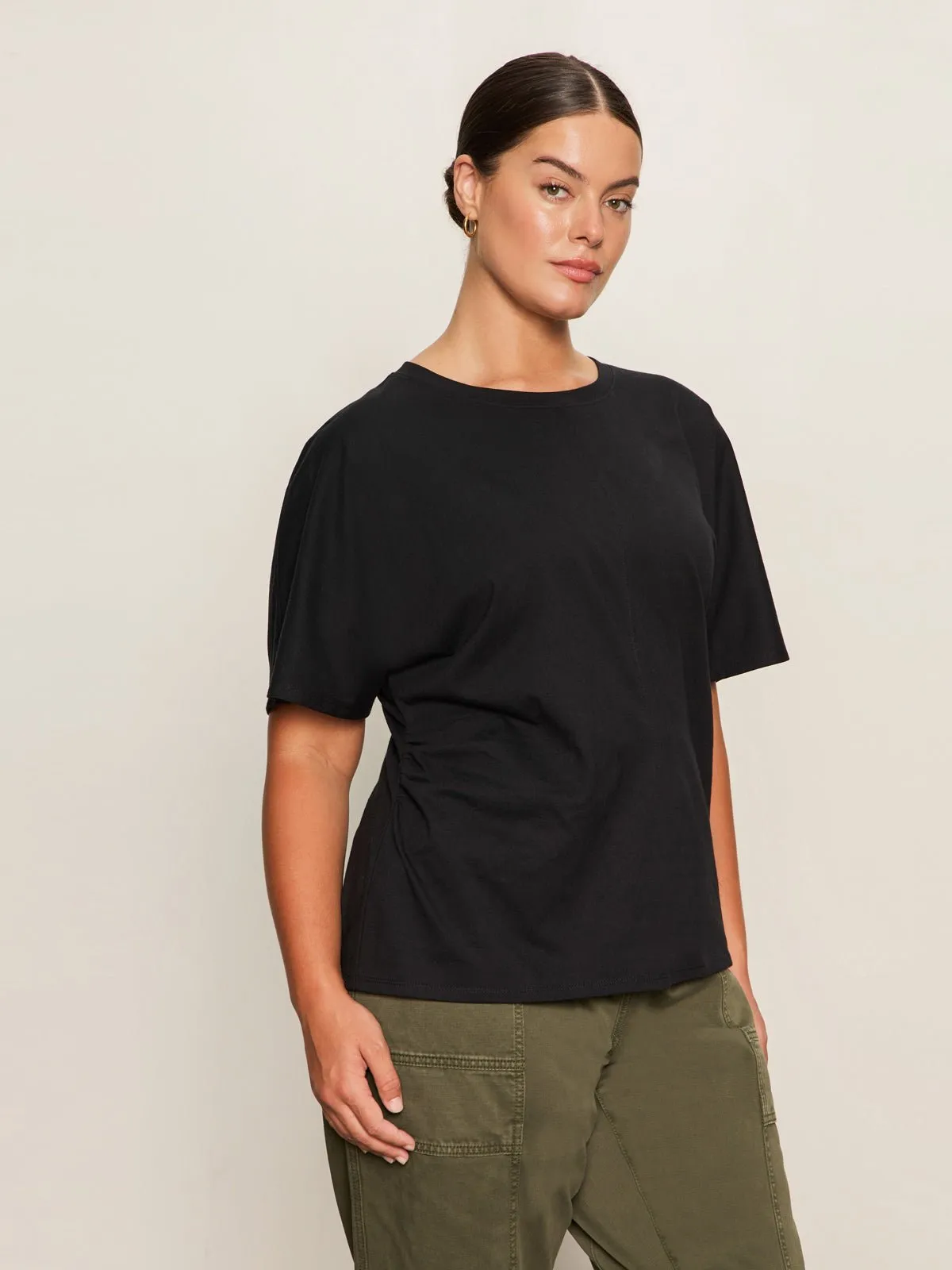 Shirred Waist Dolman Tee Black Extended Sizing sold by Sanctuary product image thumbnail 2