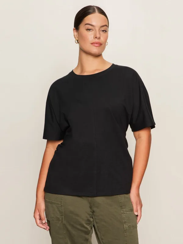 Shirred Waist Dolman Tee Black Extended Sizing sold by Sanctuary