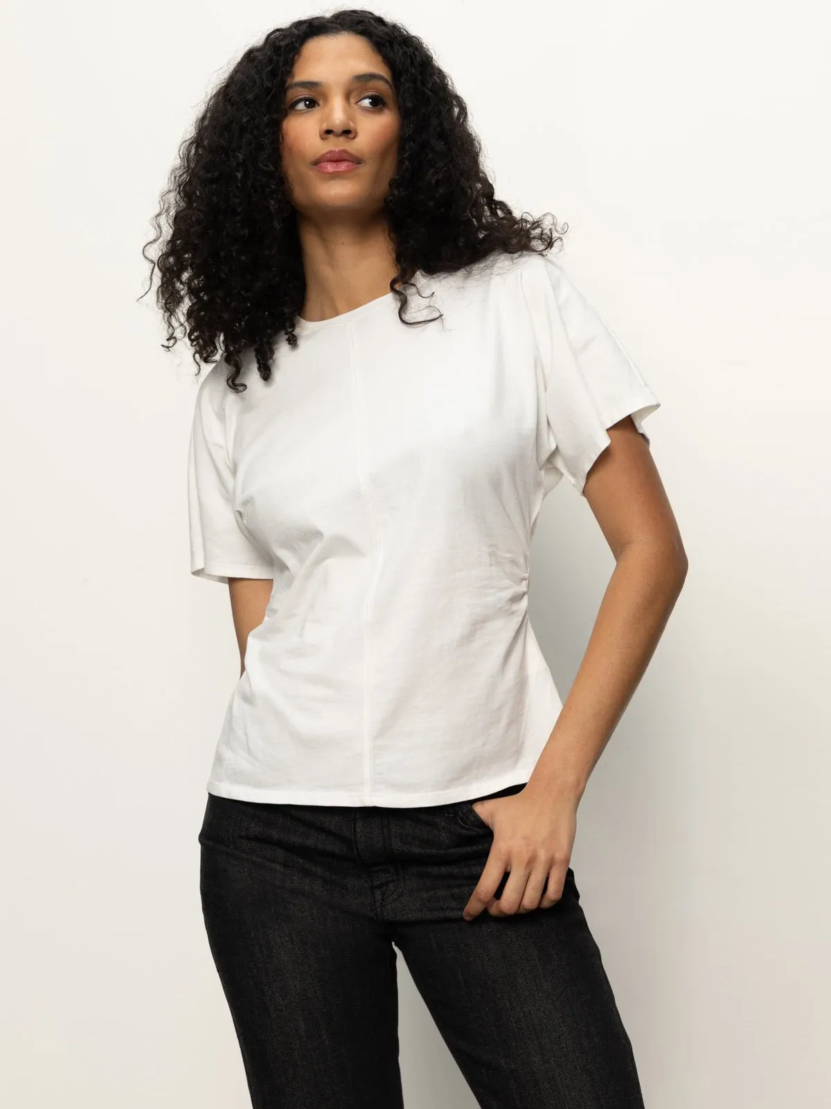 Shirred Waist Dolman Tee White sold by Sanctuary product image thumbnail 4