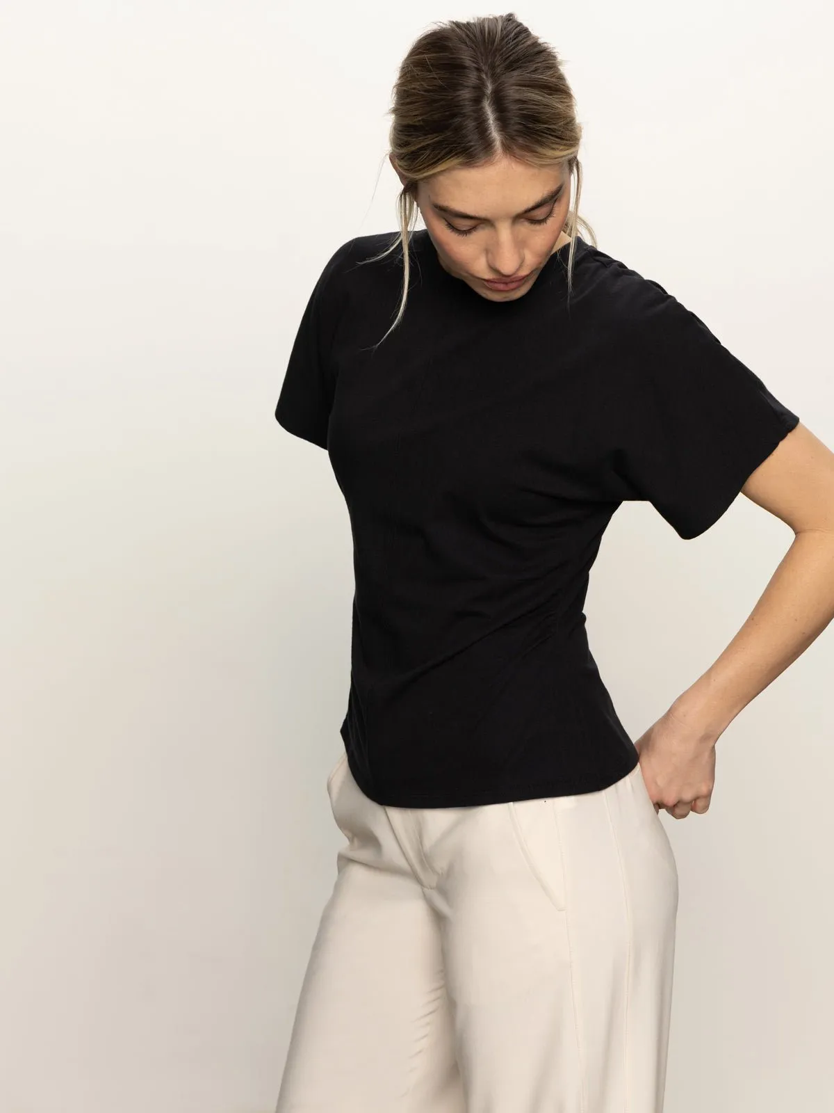 Shirred Waist Dolman Tee Black sold by Sanctuary product image thumbnail 4