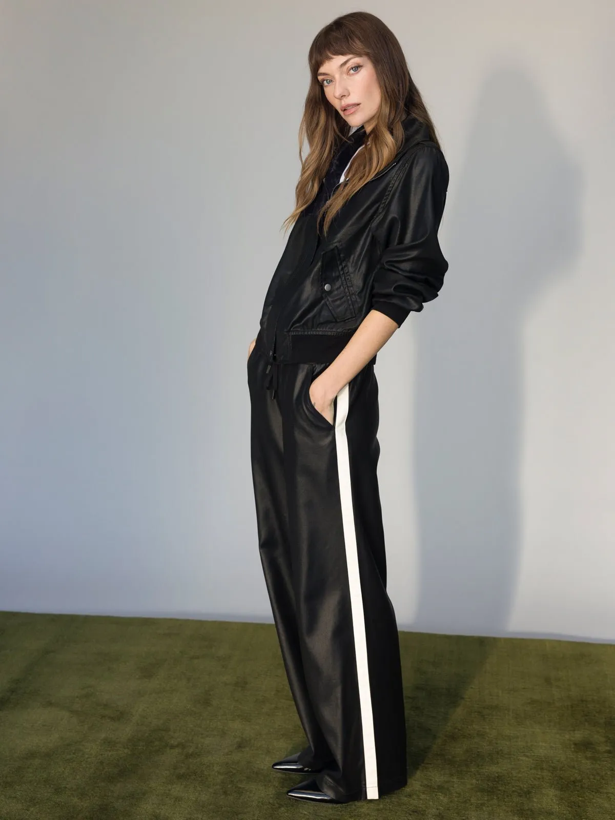 Coated Twill Track Pant Black sold by Sanctuary