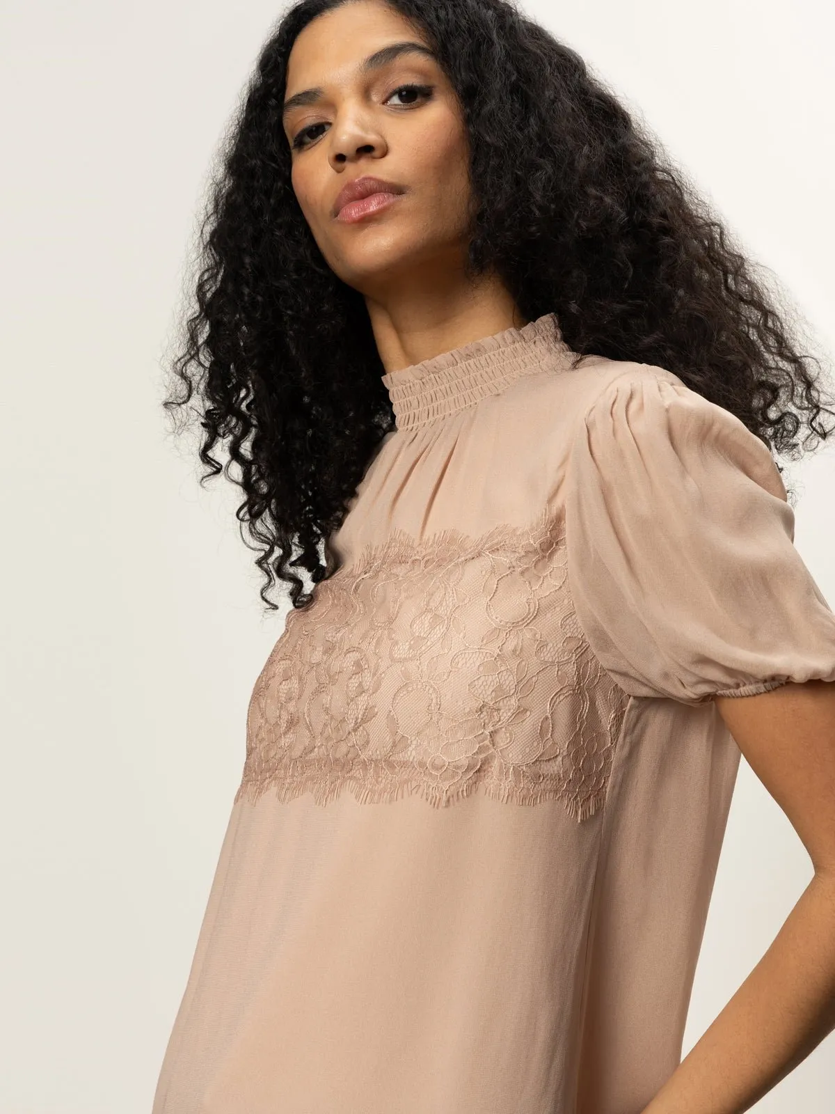 Sweet Romance Lace Top Fawn sold by Sanctuary