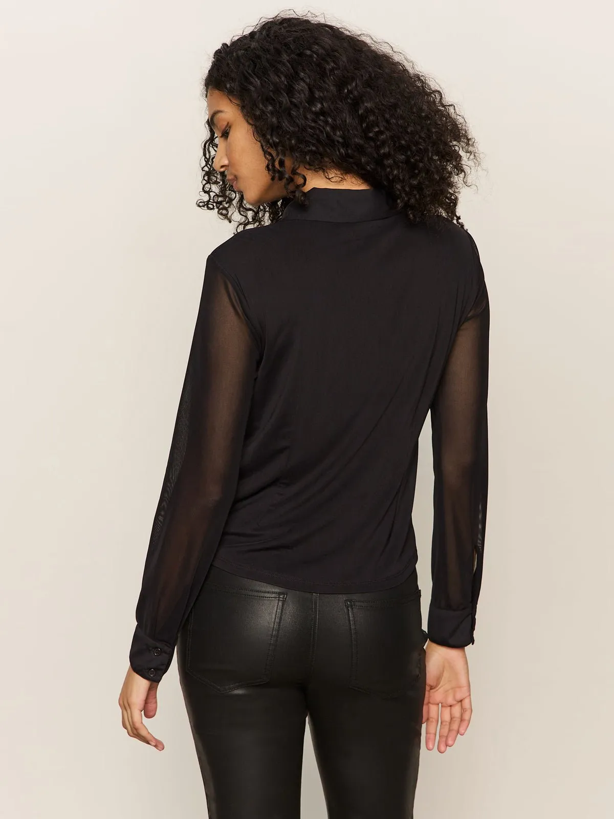 Fitted Mesh Button Down Top Black sold by Sanctuary product image thumbnail 4