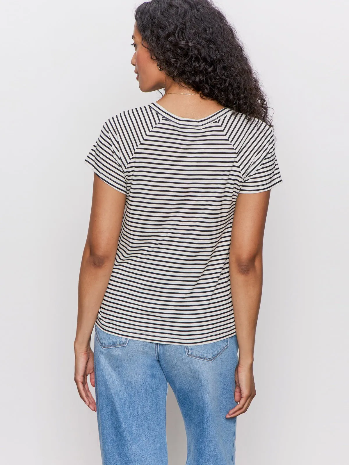 Notch Neck Tee Light Oat/Black Stripe sold by Sanctuary product image thumbnail 4